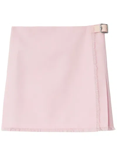 Burberry Textured Wool Mini Kilt Skirt In Pink