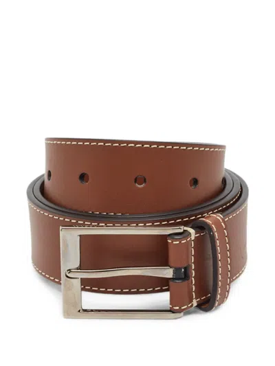 Pre-owned Burberry Buckle Leather Belt In Brown