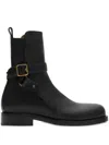 Burberry Round Toe Leather Ankle Boots With Pull Tab In Black
