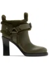 Burberry Leather And Shearl In Green