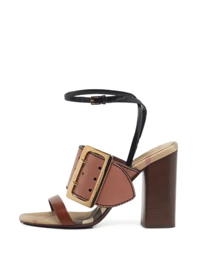 Pre-owned Burberry Buckled Ankle-strap Sandals In Neutral