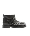 Burberry Buckled Leather Ankle Boots In Black