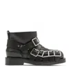 Burberry Buckled Leather Ankle Boots In Black