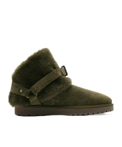 BURBERRY BURBERRY CHUBBY BUCKLED SHEARLING ANKLE BOOTS