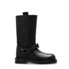 Burberry Strap Detail Leather Boots In Black