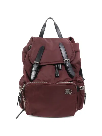 Pre-owned Burberry Buckle-detail Logo-plaque Backpack In Red