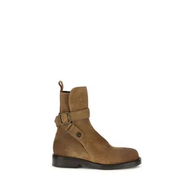 Burberry Buckle-strap Calf Leather Boot In Brown