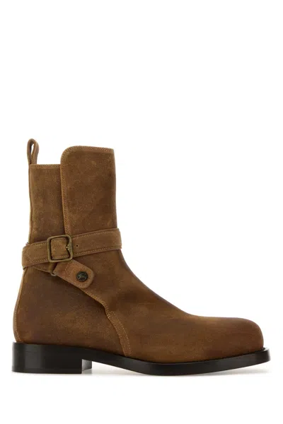 Burberry Buckle-strap Calf Suede Boot In Multi