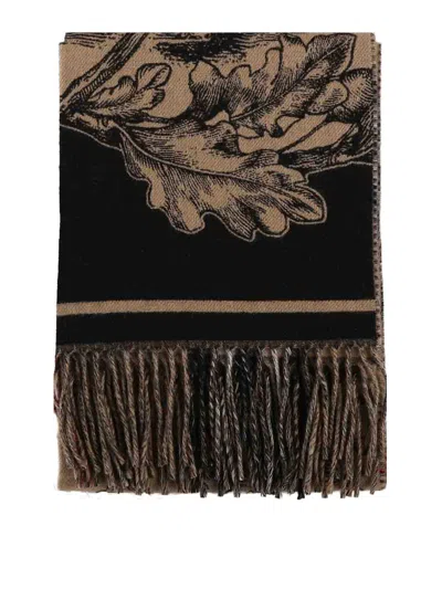 Burberry Reversible Cashmere Scarf With Ekd In Black