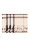 Burberry Cashmere Check Wide Scarf In Grey