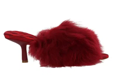 Pre-owned Burberry Bur Jackie Shearling Mules (women's) Sneakers In Berry