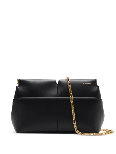 BURBERRY BURBERRY BURBERRY BAG, CLUTCH CHAIN MODEL IN BLACK CALF LEATHER. 
GOLD CHAIN SHOULDER STRAP. 
MAGNET