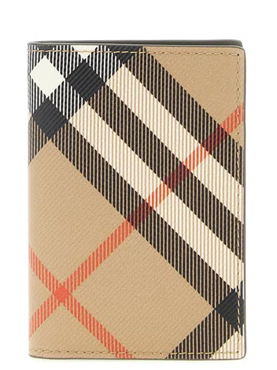 Burberry Check Card Case In Beige