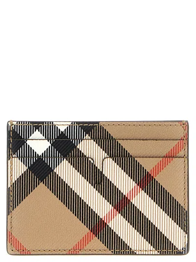 Burberry Check Card Case In Beige