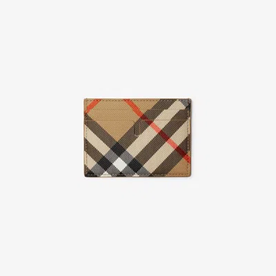 Burberry Check Card Case In Sand