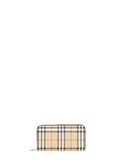 Burberry Check Coated Canvas Wallet In Gray