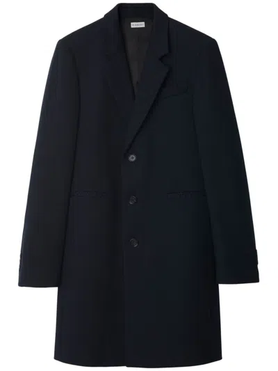Burberry Classic Straight Cut Wool Jacket For Men In Navy