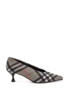 Burberry Checked Kitten Heel Pointed Toe Pumps In Animal Print