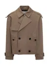 Burberry Men Brown Jacket With Lapels On The Front And Belts On The Cuffs In Cotton Man In Brown
