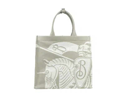 Burberry Ekd Canvas Tote Bag With Coin Women's Pouch In Silver