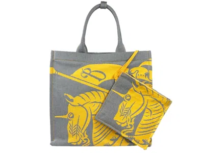 Burberry Ekd Canvas Tote Bag With Coin Women's Pouch In Silver