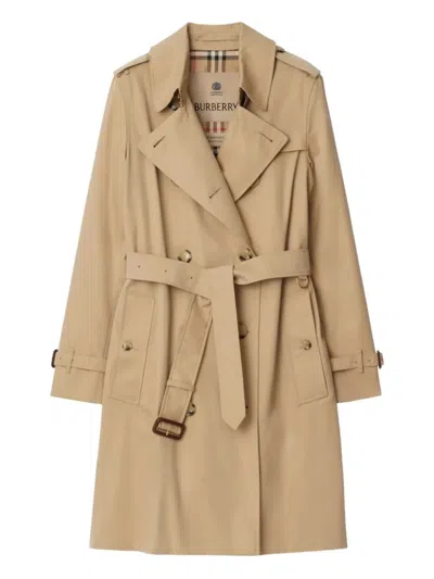 Burberry Kensington Trench Cotton Coat In Animal Print