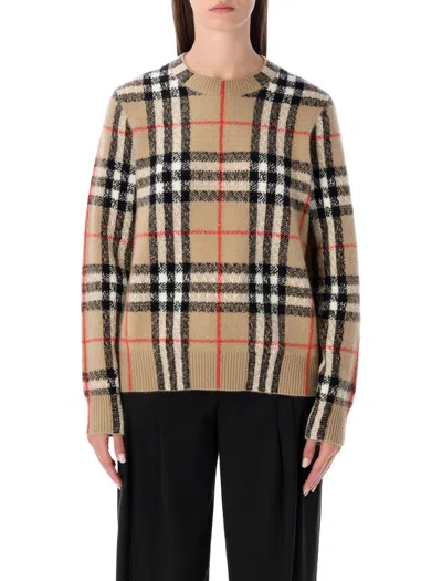 Burberry London Check Wool-cashmere Sweater In Brown