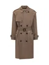 Burberry Long Double-breasted Trench Coat Beige In Brown