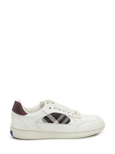 Burberry Leather And Check Sneaker Terrace In White