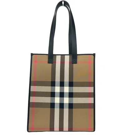 Burberry Medium Ns Book Tote Bag Women's Purse In Brown