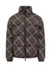 Burberry Printed Polyester Reversible Snowdon Down Jacket In Brown