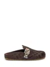 Burberry Strap Patterned Round Toe Rubber Sole Slip-on In Brown