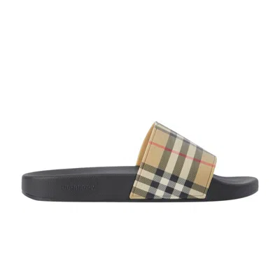 Pre-owned Burberry Wmns Check Print Slide 'archive Beige' | Tan | Women's Size 3