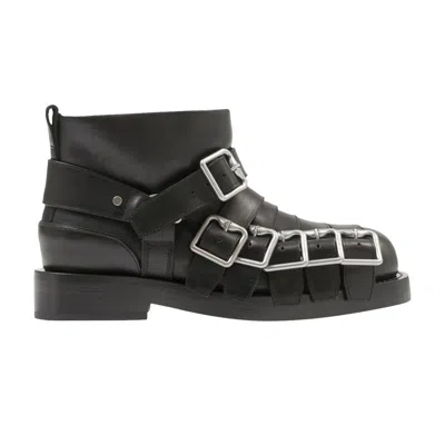 Pre-owned Burberry Wmns Leather Strap Boot 'black' | Women's Size 7