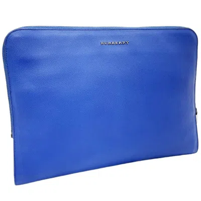 Pre-owned Burberry S Blue Leather Clutch Bag Document Case ()