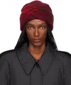 Burberry Burgundy Check Mohair Wool-blend Beanie In Brown