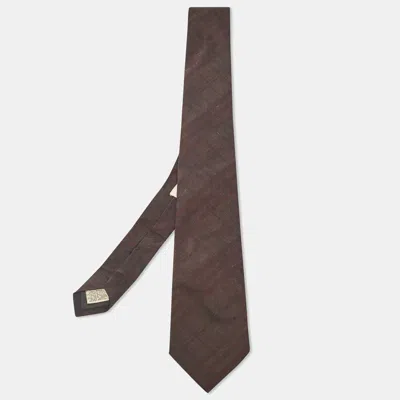 Pre-owned Burberry Burgundy Checks Wool & Silk Tie
