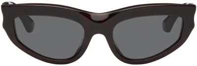 Burberry Burgundy Classic Oval Sunglasses In 411587 Check Red