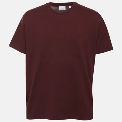 Pre-owned Burberry Burgundy Jersey T-shirt Xs
