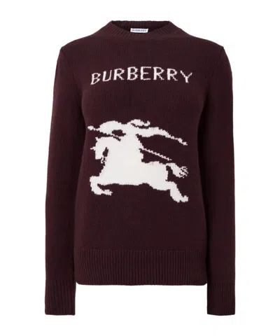 Burberry Maglione In Cashmere E Lana Con Cavaliere In Burgundy