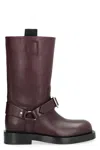 BURBERRY BURGUNDY LEATHER WOMEN'S BOOTS FOR FW23 SEASON