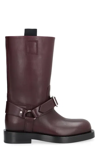 Burberry Burgundy Leather Women's Boots For Fw23 Season In Red