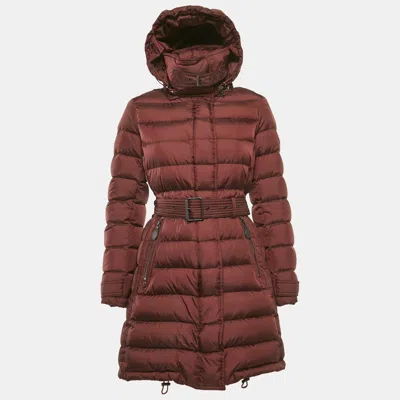 Pre-owned Burberry Burgundy Nylon Down Puffer Jacket S