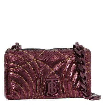 Burberry Burgundy Small Lola Sequinned Shoulder Bag In Red
