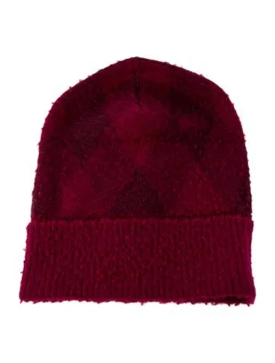 Pre-owned Burberry Burgundy Wool Knit Beanie