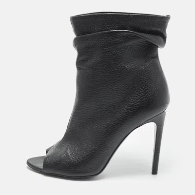 Pre-owned Burberry Burlison Size 37 Black Leather Ankle Length Boots