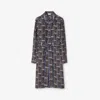 Burberry Silk Bus Print Midi Dress In Knight
