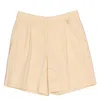 Burberry Buttermilk Beige Lorette Monogram Motif Wool Tailored Shorts In Beige