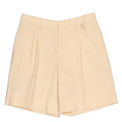 Burberry Buttermilk Beige Lorette Monogram Motif Wool Tailored Shorts