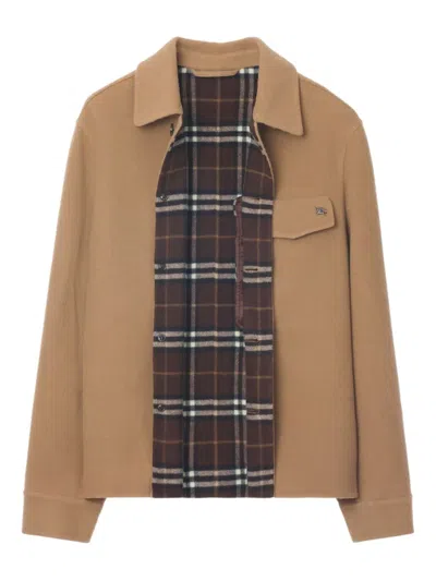 Burberry Button-closure Wool Overshirt In Brown